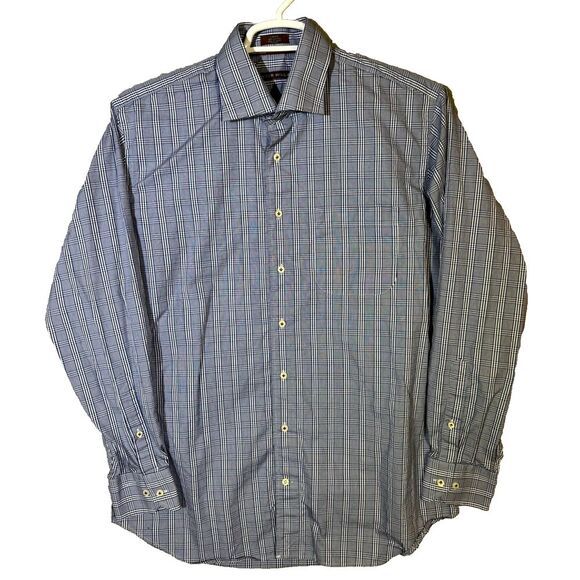 Peter Millar Button‎ Down Shirt Plaid Checkered Long Sleeve Blue Large - Picture 1 of 14